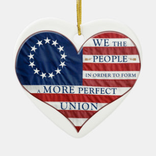 Vi, People American Flagga Heart Julgransprydnad Keramik