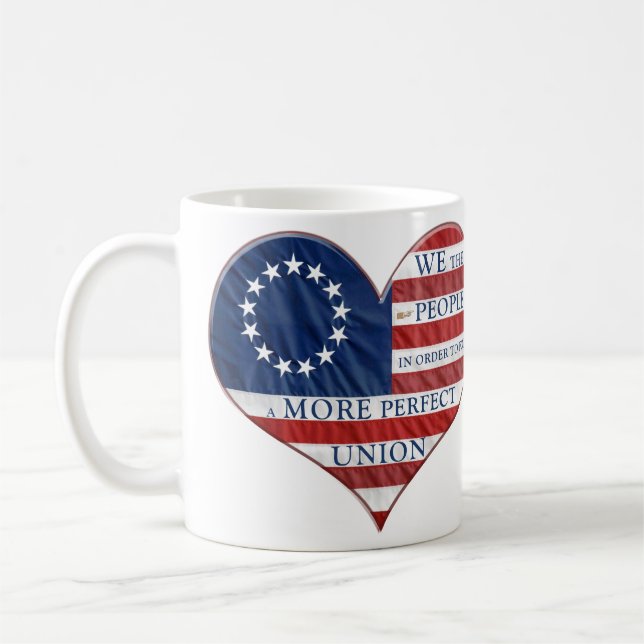 Vi, People American Flagga Heart Kaffemugg (Vänster)
