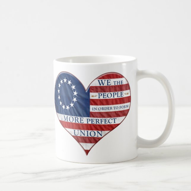 Vi, People American Flagga Heart Kaffemugg (Höger)