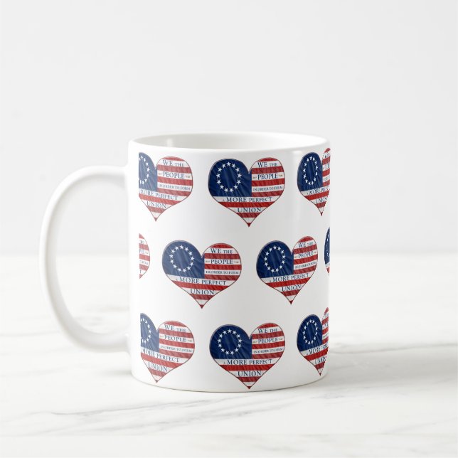 Vi, People American Flagga Heart Kaffemugg (Vänster)