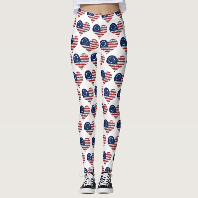 Vi, People American Flagga Heart Leggings (Framsida)