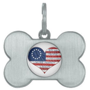 Vi, People American Flagga Heart Namnbricka Husdjur