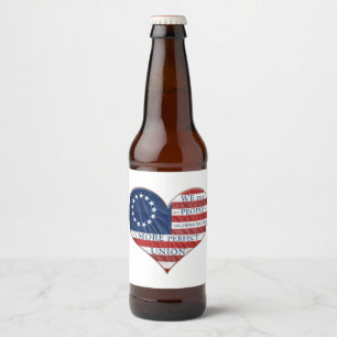 Vi, People American Flagga Heart Ölflaska Etikett