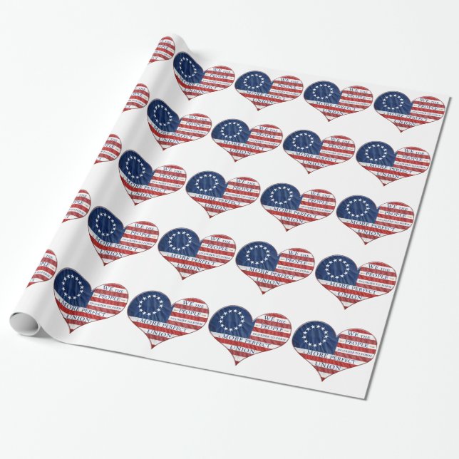 Vi, People American Flagga Heart Presentpapper (Utrullad)