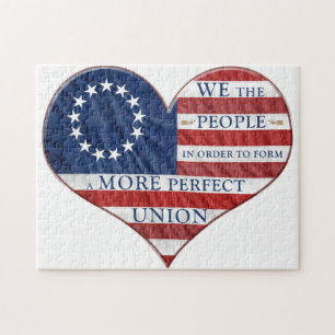 Vi, People American Flagga Heart Pussel