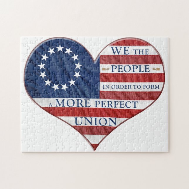 Vi, People American Flagga Heart Pussel (Horisontell)