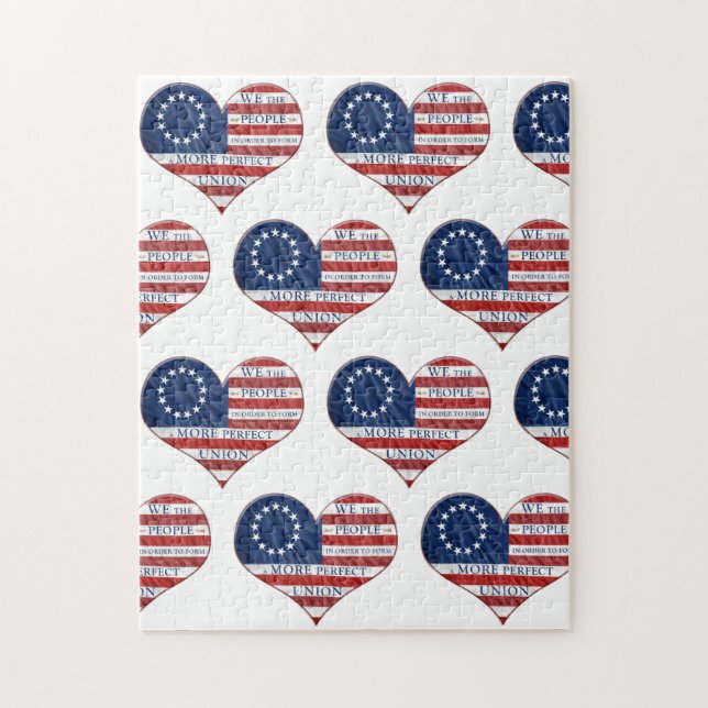 Vi, People American Flagga Heart Pussel (Vertikal)