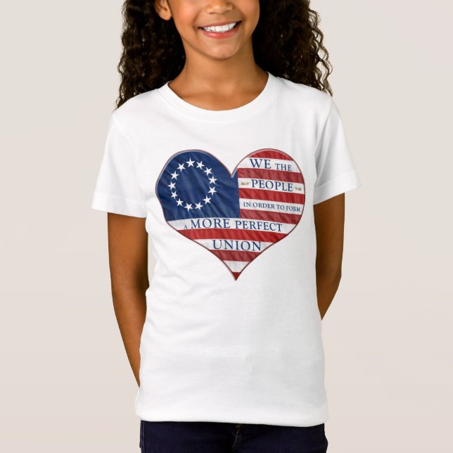 Vi, People American Flagga Heart T Shirt (Framsida)