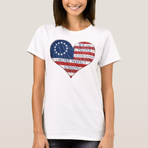 Vi, People American Flagga Heart T Shirt