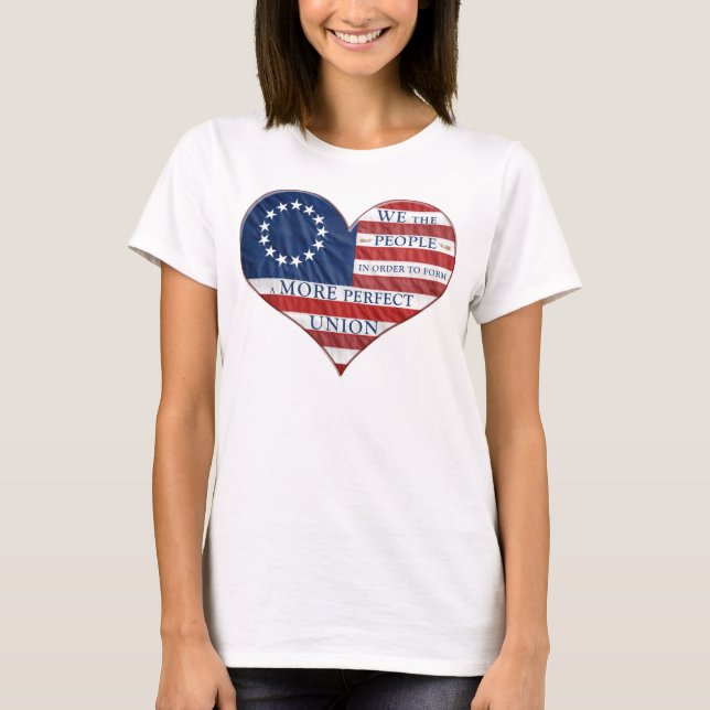 Vi, People American Flagga Heart T Shirt (Framsida)