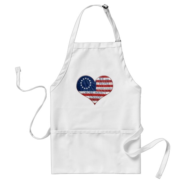 Vi People American Flagga Heart Vuxen Apron Förkläde (Framsidan)