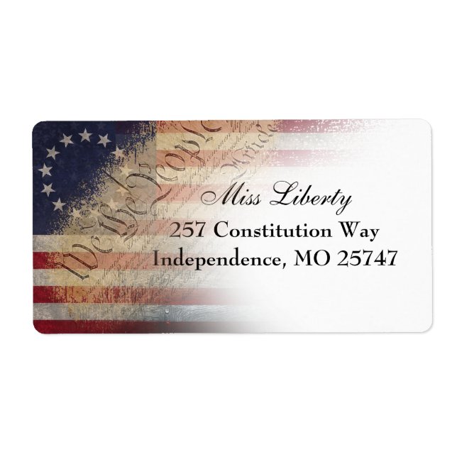Vi People Betsy Ross American Flagga adress Fraktsedel (Framsidan)