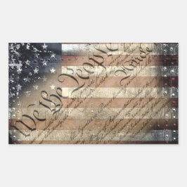 Vi, People Vintage American Flagga Sticker Rektangulärt Klistermärke