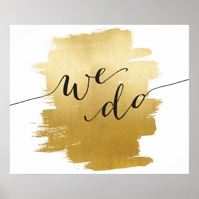 Vi Poster Guld Brushstrokes Bröllop (Framsidan)