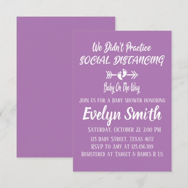 Vi praktiserade inte att Social Avstånd Inbjudningar (Fram/baksida)