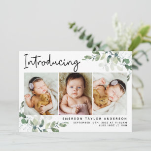Vi presenterar ett modernt foto-eukalyptus Birth Meddelande