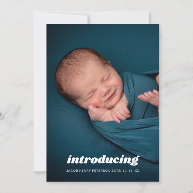 Vi presenterar Foto Bebis Födelsekungörelse Inbjudningar (Framsida)