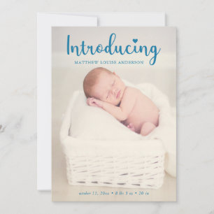 Vi presenterar Hand Lettering Blue Pojke Elegant Meddelande