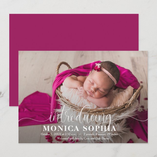 Vi presenterar vårt Baby Photo Tillkännagivande fö (Fram/baksida)