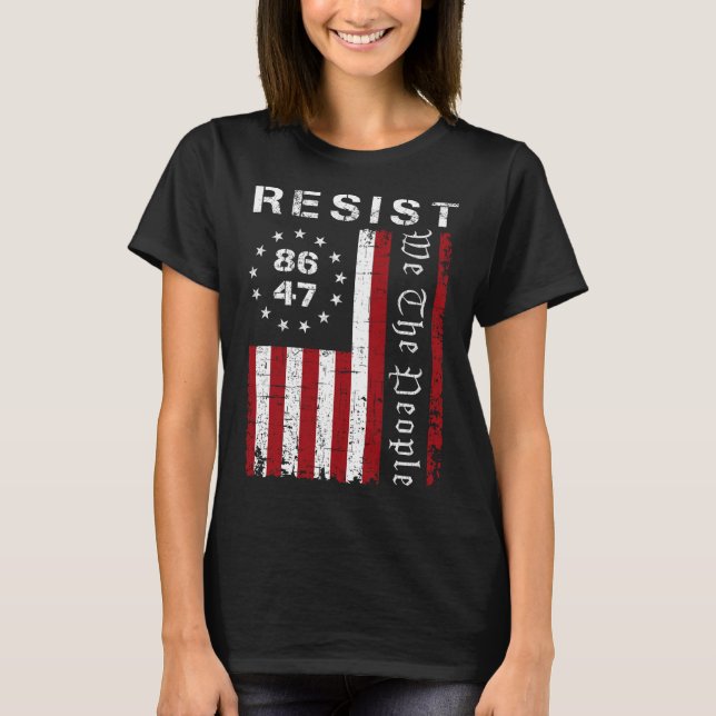 Vi protesterar mot folkprotesten 8647 86 47 Flagga T Shirt (Framsida)