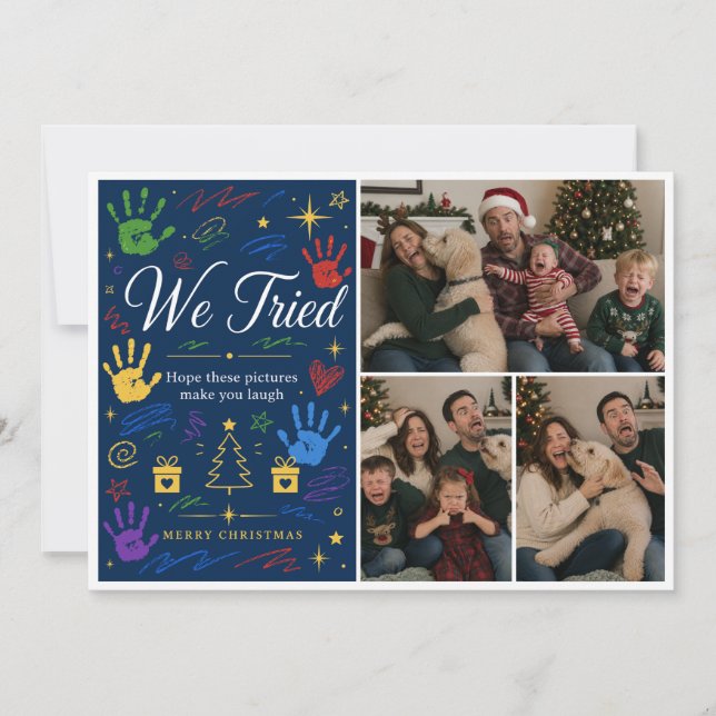 Vi Provade Jul | Rolig Familjefoto  Julkort (Framsida)