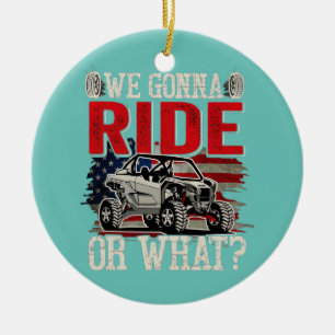 Vi ride eller vid sidan av SXS UTV USA Julgransprydnad Keramik