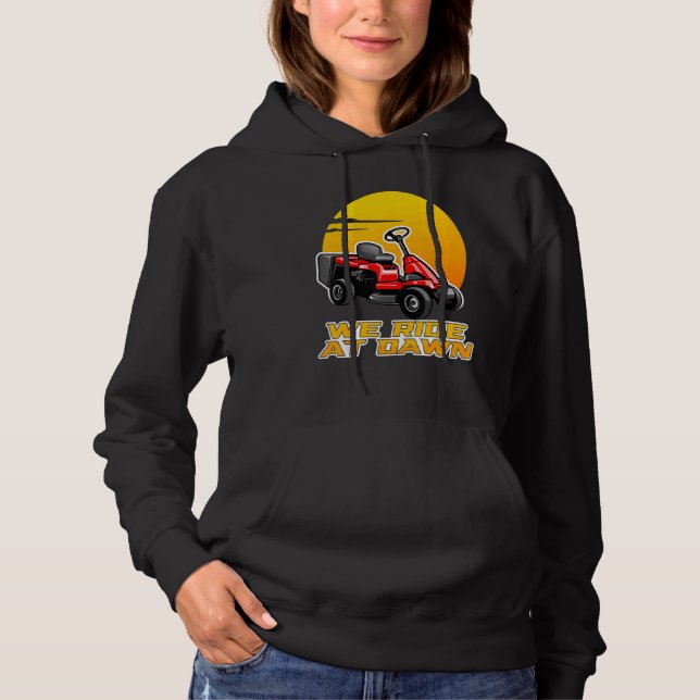 Vi ride vid gryningen av Maskin Gräsmatta Mower T Shirt (Framsida)
