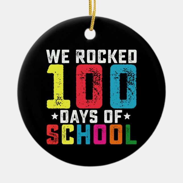 Vi Rockade 100 Dagar i Skolan Lärare Elev Julgransprydnad Keramik (Framsidan)