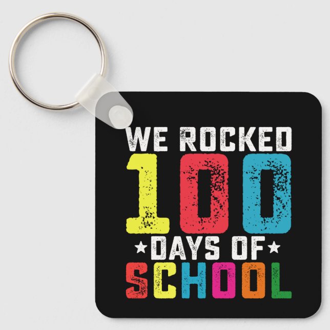 Vi rockade 100 dagar i skolan lärare elev nyckelring (Framsida)