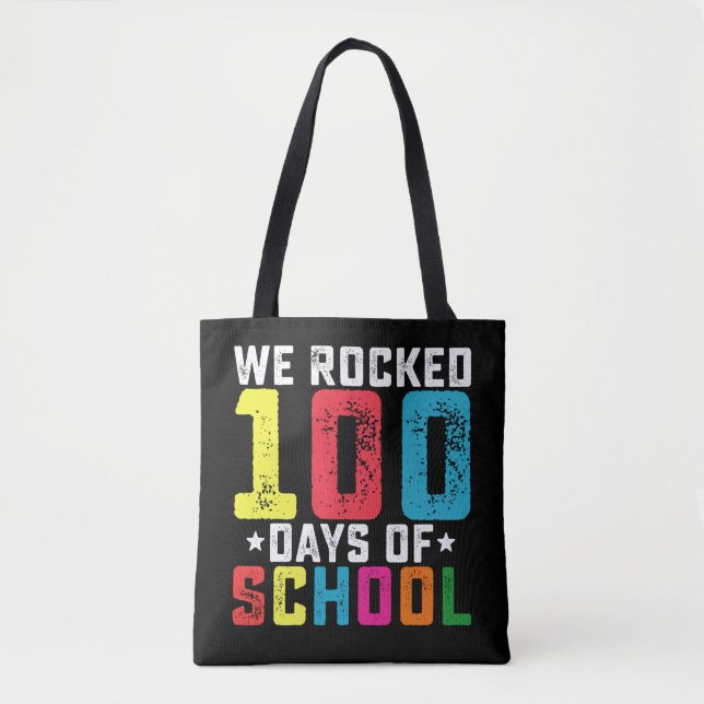 Vi rockade 100 dagar i skolan lärare elev tygkasse (Framsida)