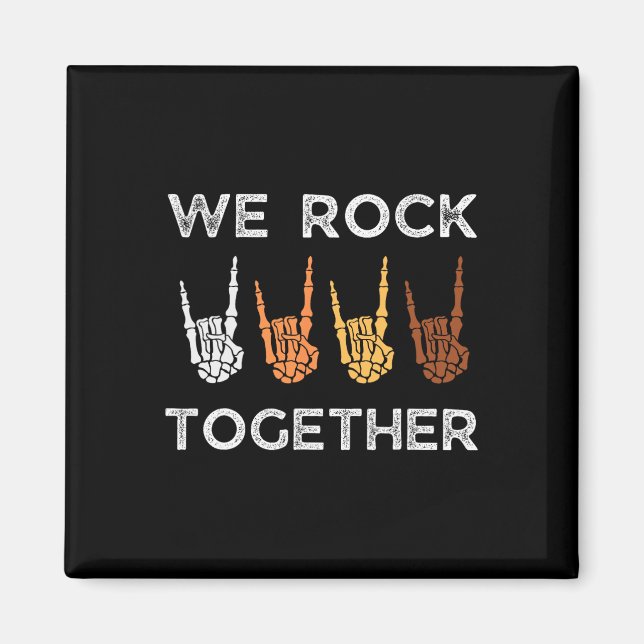 Vi rockar tillsammans skelett-händer Rock Funny Ha Magnet (Framsidan)