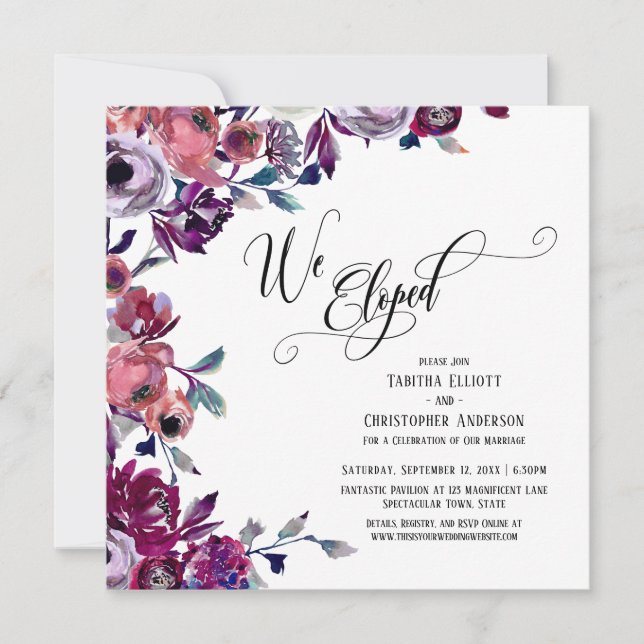 Vi Rymde Blomstrande Skrift Fet Blommor Inbjudningar (Framsida)
