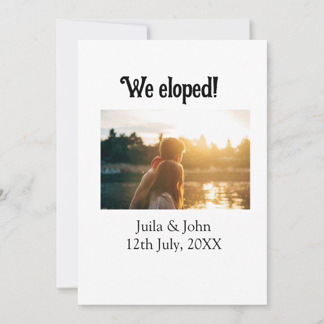 Vi rymde lägg till förnamn stad, datum precis gift meddelande (Framsida)