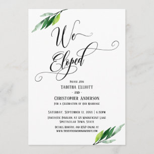 Vi rymde med utsmyckad typsnitt och grönska inbjudningar