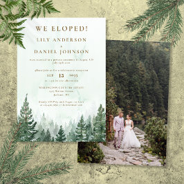 Vi Rymde Pine Forest Elopement Bröllopsfoto Inbjudningar