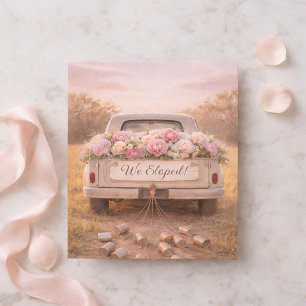 Vi Rymde Rustik Vit Vintage Lastbil Rosa Blommig Vykort