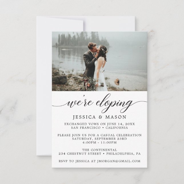 Vi rymmer Elopement Inbjudan Eloped Annonsering (Framsida)