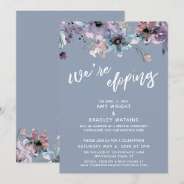 Vi rymmer manus dammig blå akvarell blommor inbjudningar