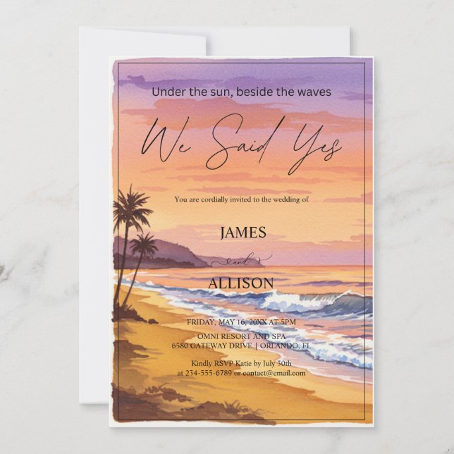 Vi sa ja - Boho Beach California & Bröllop Inbjudningar (Framsida)