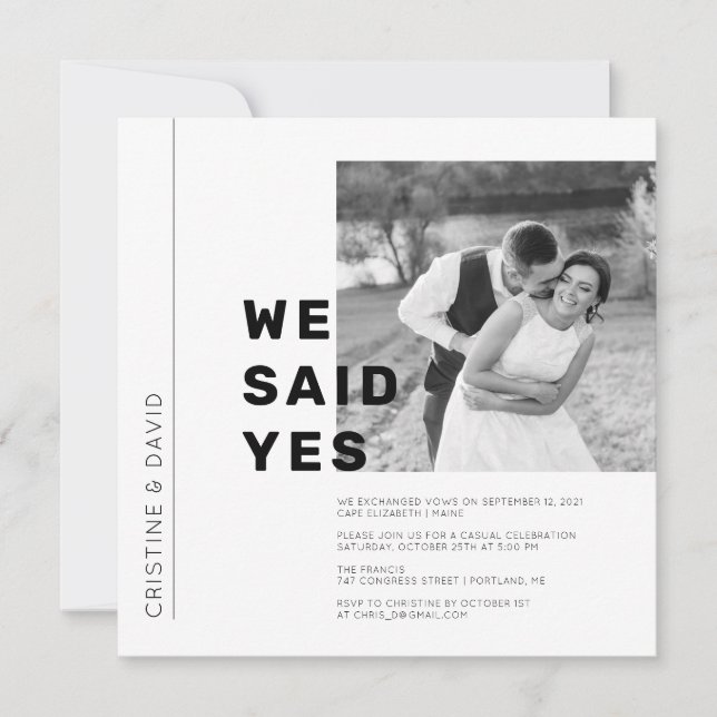 Vi sa ja Elopement Inbjudningar (Framsida)