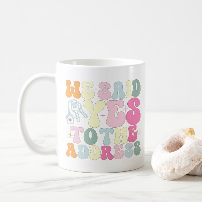 Vi sa ja till adress hemägare rolig groovy kaffemugg (Med munk)