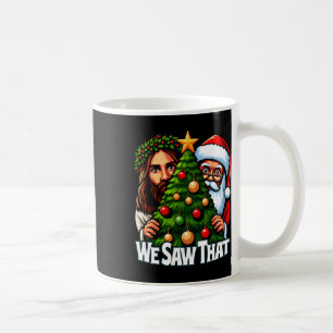 Vi såg att Jesus och tomten såg jultre Kaffemugg
