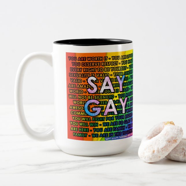 Vi säger GAY Two-Tone Coffee Mugg (Med munk)