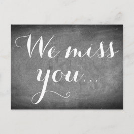 Vi saknar dig, Handwrite Typography Black White Vykort