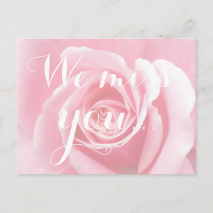Vi saknar dig, Handwrite Typography Rosa ros Vykort
