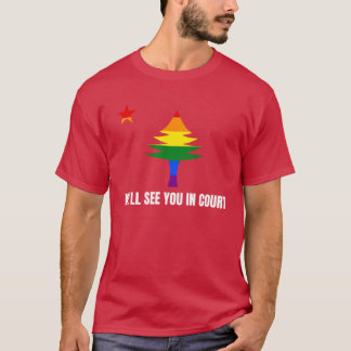 Vi Ses I Domstol Maine Regnbåge Tallträd Flagga T Shirt