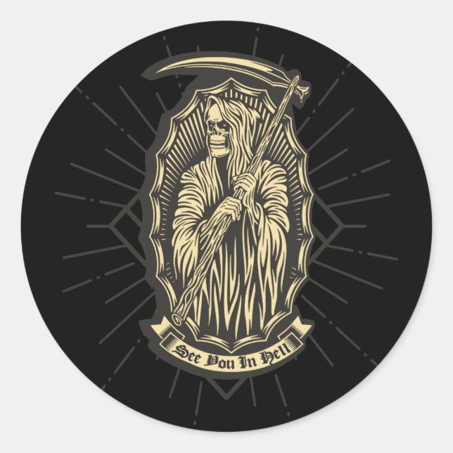 Vi ses i helvetet runt klistermärke (Framsida)