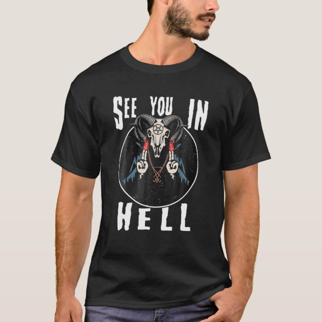 Vi ses i helvetet Satan T Shirt (Framsida)