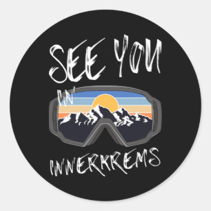 Vi ses i Innerkrems Kärnten Vacation Ski Goggles Runt Klistermärke