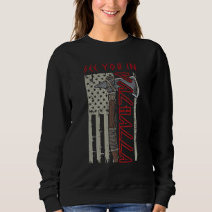 Vi ses i Valhalla Amerikansk Viking Yxa Flagga Vin T Shirt
